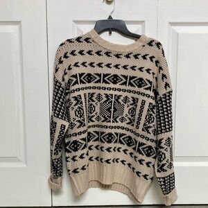 Patterned Black and Tan Sweater